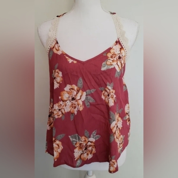 LUSH Lace & Floral Embroidered straps Women Tank top L - Picture 1 of 4